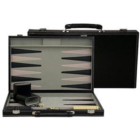 Black Leatherette Backgammon 18"