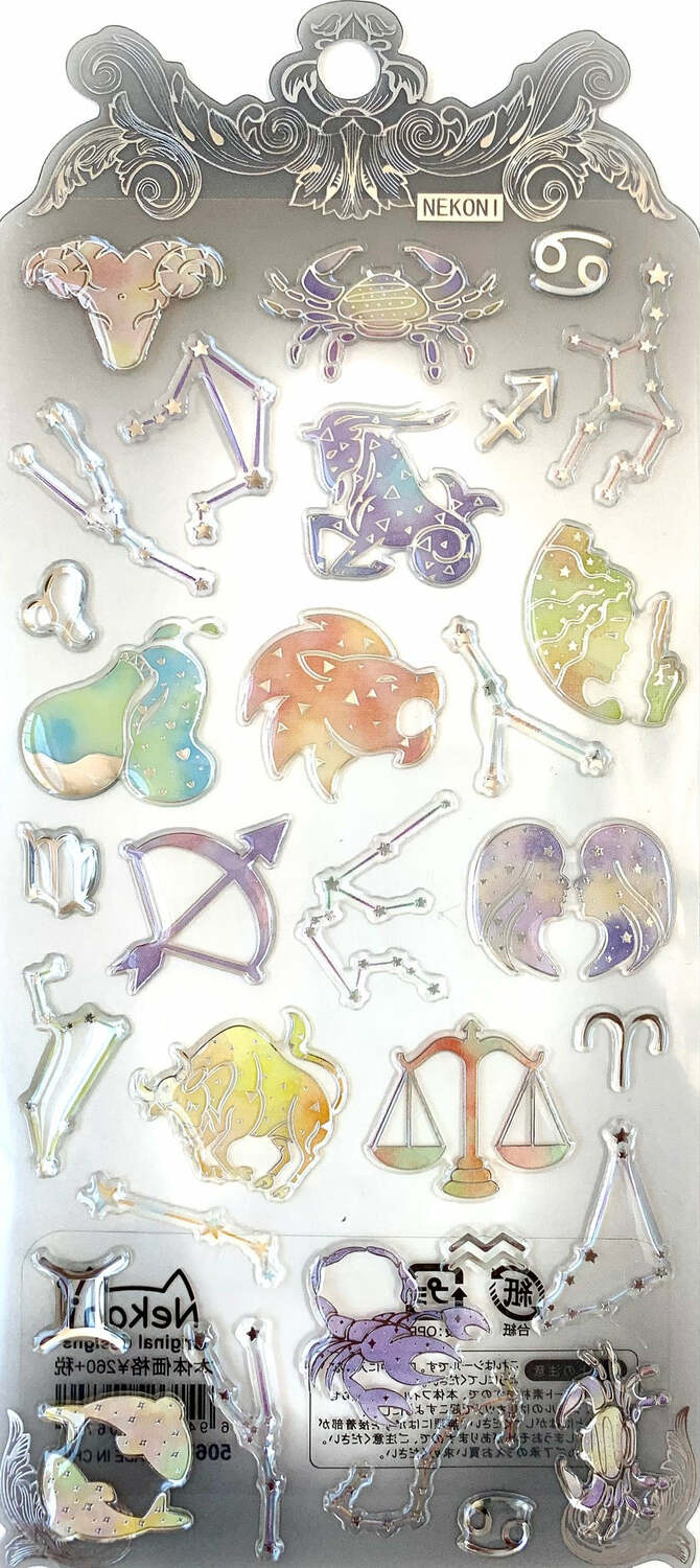 Zodiac Astrology Crystal Gel Sticker