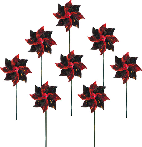 Red and Black Spirit Pinwheels - 8 PC