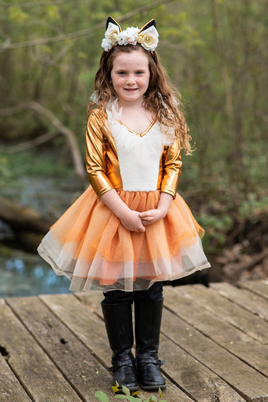 Woodland Fox Dress With Headpiece (Size 3-4)