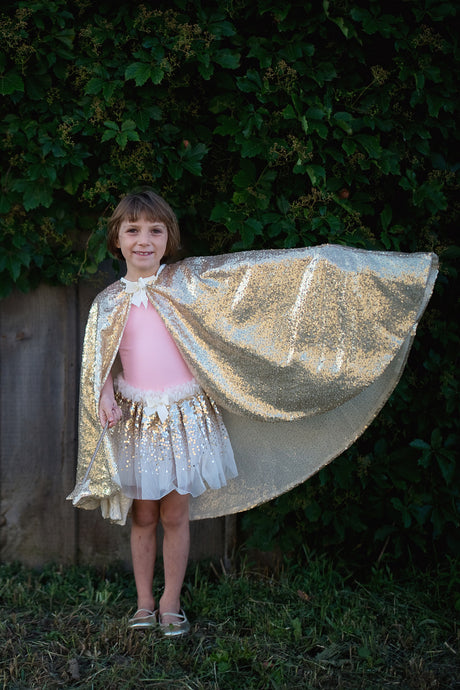 Gracious Gold Sequins Cape  (Size 5-6)