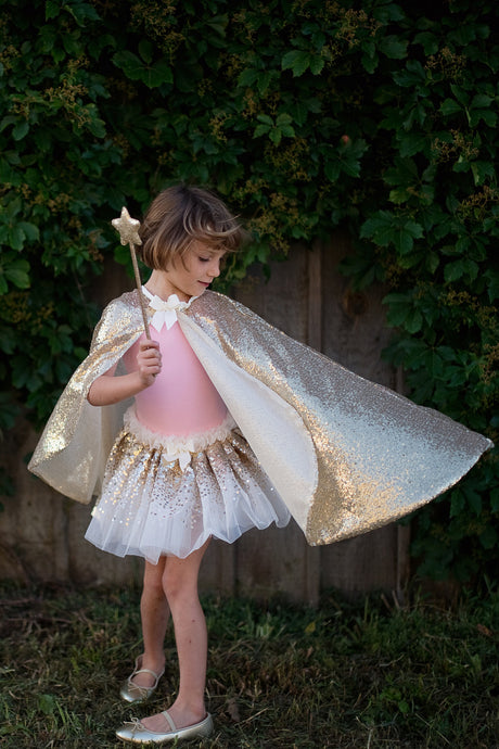 Gracious Gold Sequins Cape  (Size 5-6)