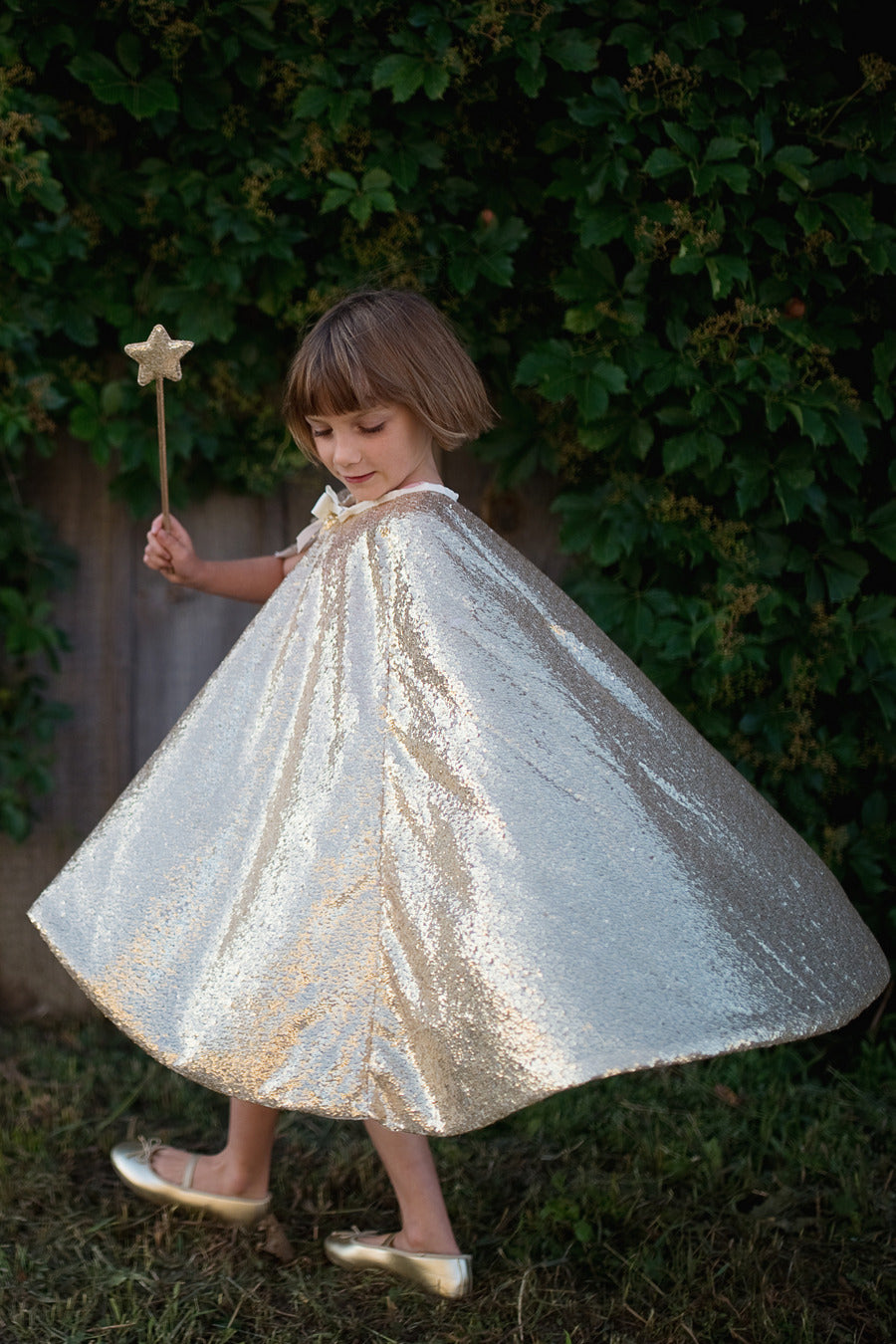 Gracious Gold Sequins Cape  (Size 5-6)