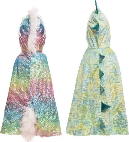 Rainbow Reversible Unicorn Dragon Cape (size 3-4)