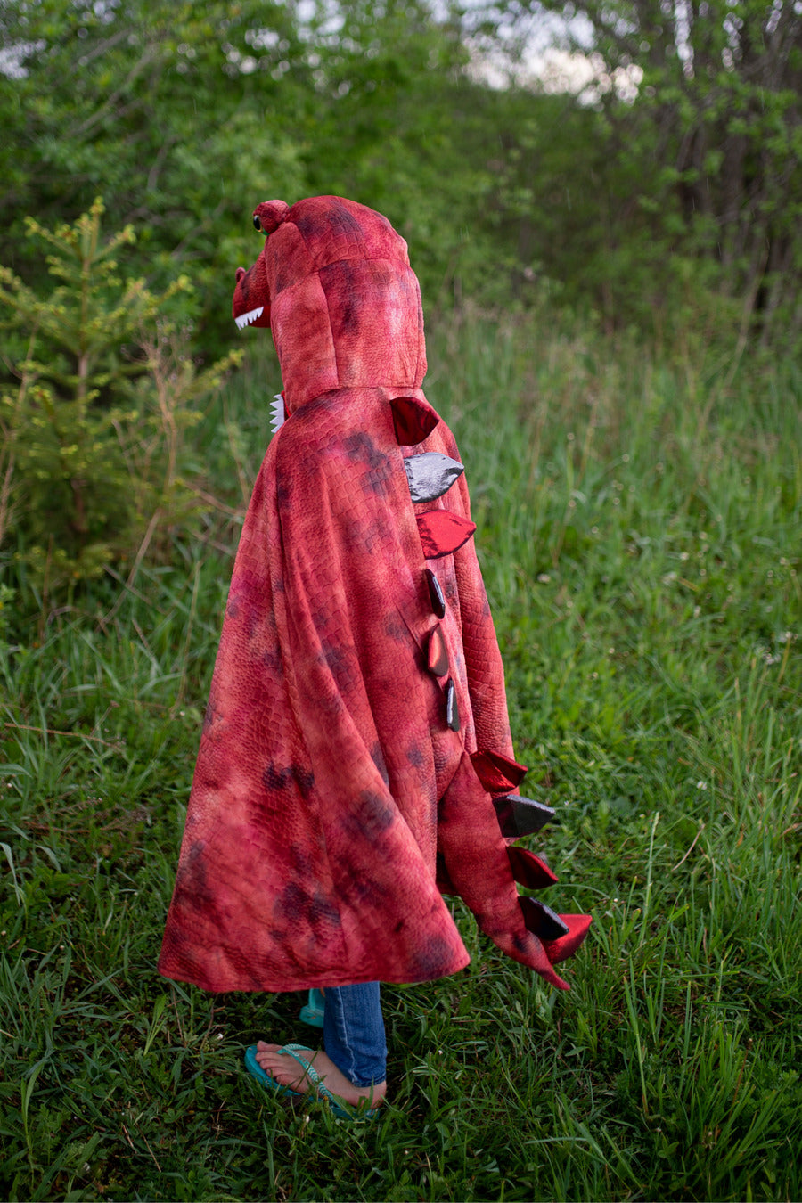 Grandasaurus T-Rex Cape w/Claws, Red/Black (Size 4-6)