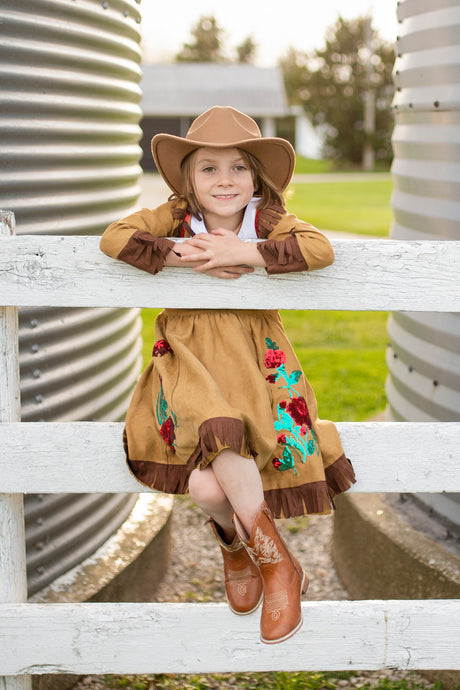 Annie The Sharpshooter Dress, Brown (Size 5-6)