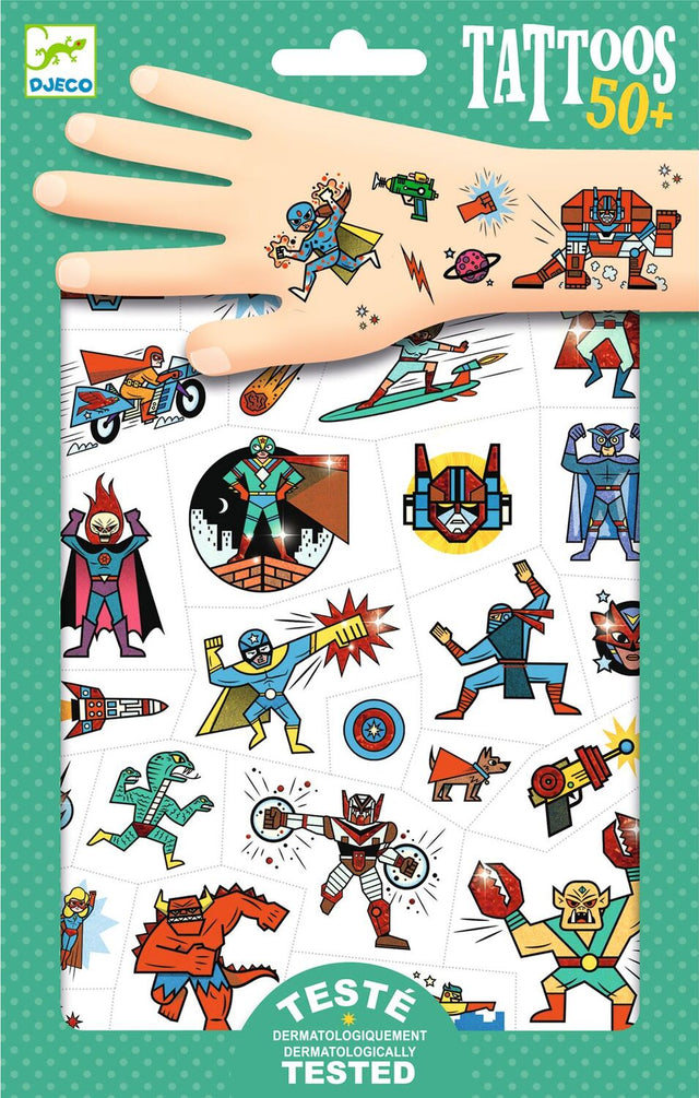 DJECO Heroes vs Villains Temporary Tattoos