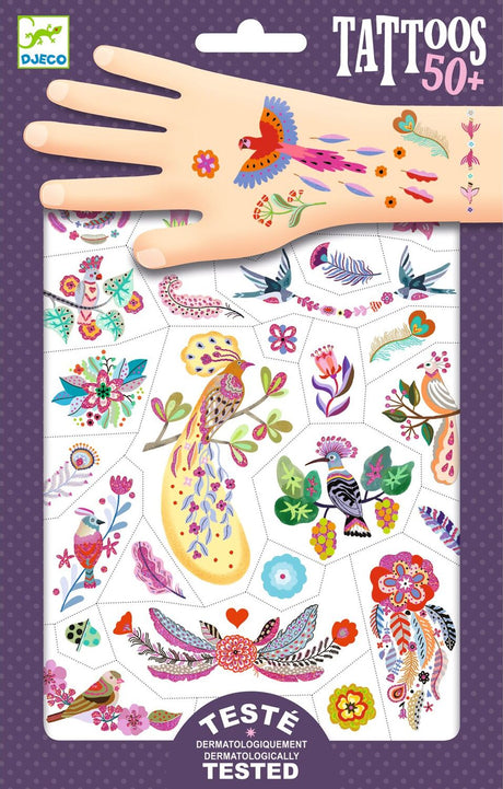 DJECO Bright Birds Temporary Tattoos