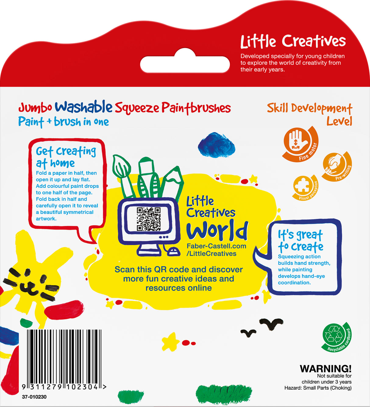 Little Creatives 6 Jumbo Washable Squeeze Paintbrushes