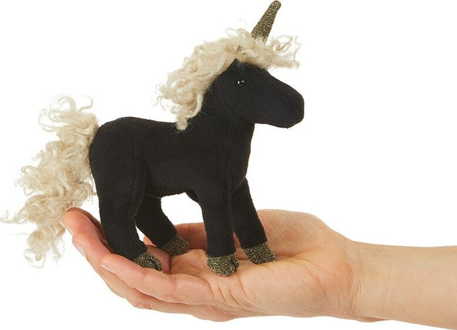 Mini Black Unicorn Finger Puppet