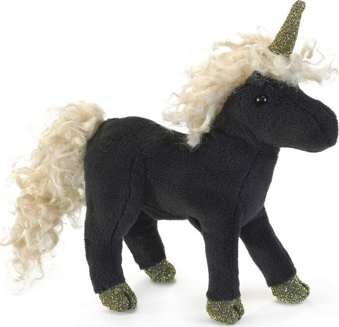 Mini Black Unicorn Finger Puppet