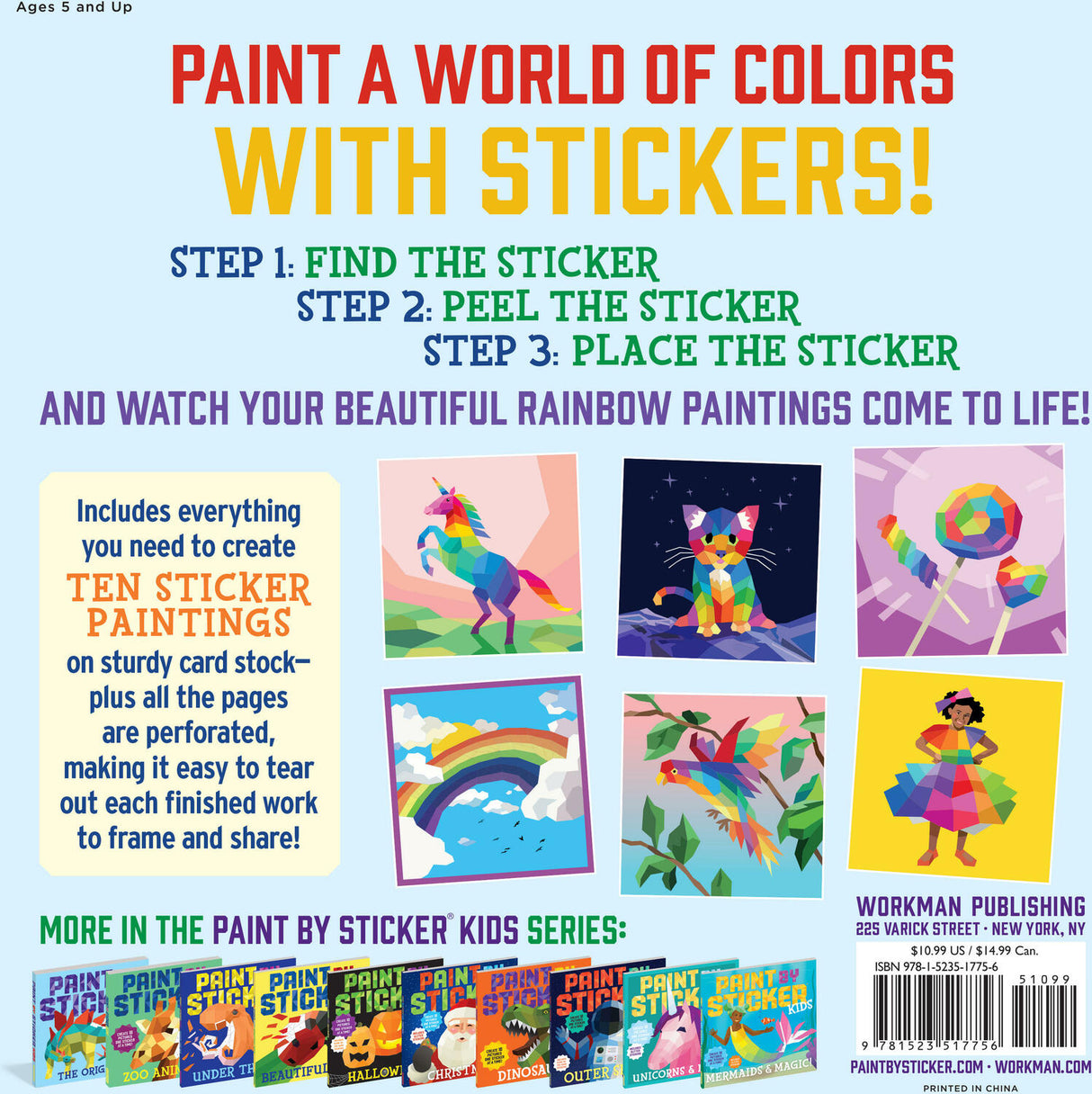 Paint by Sticker Kids: Rainbows Everywhere!: Create 10 Pictures One Sticker at a Time!