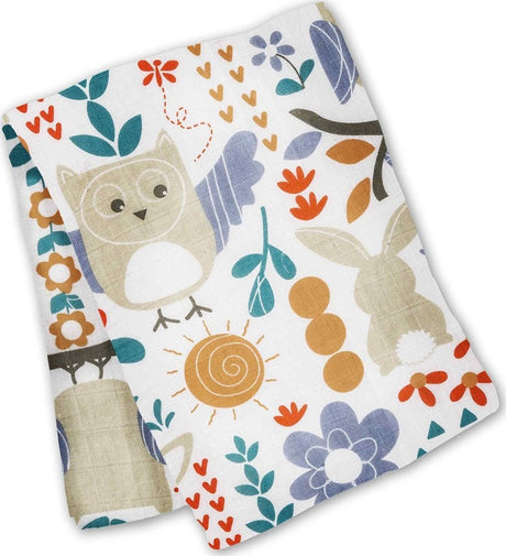 Leika Cotton Swaddle - Owl & Bunny - 47x47"