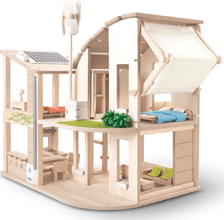 Green Dollhouse With Furniture