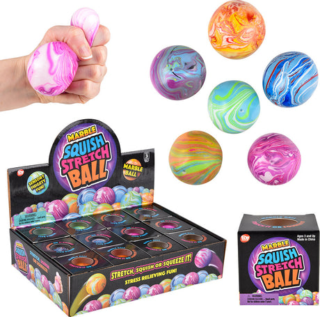 2.33" Squish And Stretch Marbleized Gummi Ball