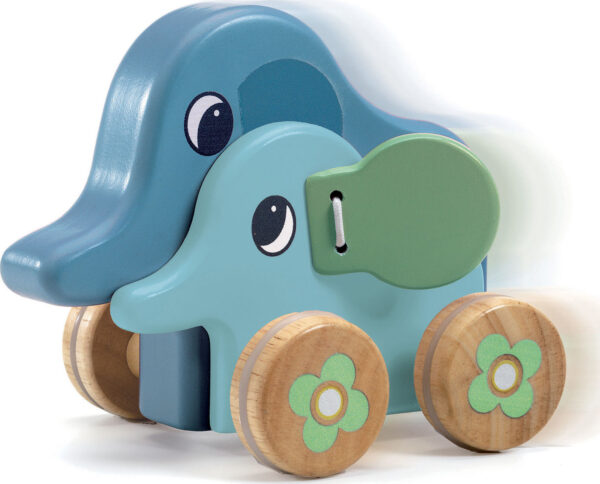 PitiSing Wooden Elephant Musical Push Toy